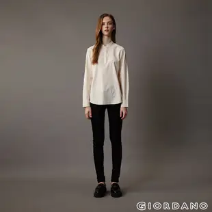 GIORDANO 女裝簡約亨利領襯衫 - 64 珍珠象白