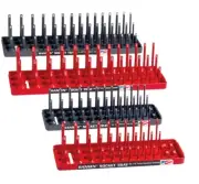 Hansen 4pc Socket Holder Tray Organizer Set 3 Row 1/4" 3/8" Deep Shallow USA
