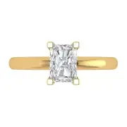 0.9ct Emerald Cut Wedding Engagement Anniversary Promise Ring 14k Yellow Gold