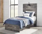 [Signature Design by Ashley] Drystan Rustic Panel Headboard ONLY with USB Charging Stations, Twin, Brown