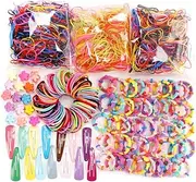 780 Pcs Children's Elastic Hair Band, Mini Hair Band, Ponytail Clips for Girls, Hair Bobbles Small Girl's Hair Scrunchies Set, Elastic Hair Bobbles and Hair Clips Hair Bands Ropes Set with Gift Box