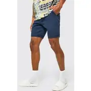 Mens Navy Slim Fit Chino Shorts