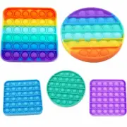 Pop its Push it Bubble Fidget Toy Rainbow Sensory Stress Reliever Kids Toys