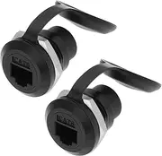 SING F LTD 2 Set RJ45 CAT6 Network Socket Zinc Alloy Metal Shell Installation Round Plug 8P8C Ethernet LAN Passage Cable Coupler Female to Female Extension Adapter Black