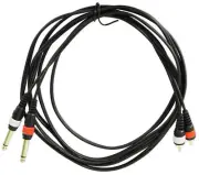 Rockville RMDPR10B 10' Dual 1/4" TS to Dual RCA Cable 100% Copper