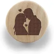 Couple Bride and groomWooden Engraved Knob Nursery Drawer Pull Rustic Doorknob Nature Wood Cabinet Furniture Handles - (Color: 4X2.5cm 1pcs)
