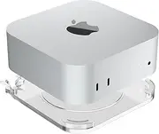CaSZLUTION Clear Acrylic Desktop Stand for Mac Mini M4/M4 Pro 2024 – Enhanced Cooling & Easy Access Design | Anti-Slip Rubber Feet, Transparent Mac Mini Holder