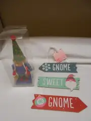 Cute lot NEW Gnome Christmas Nutcracker & Hanging decorative glitter sign