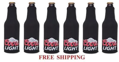 COORS LIGHT MOUNTAINS 6 BEER BOTTLE SUIT COOLERS KOOZIE COOLIE HUGGIE BLACK NEW