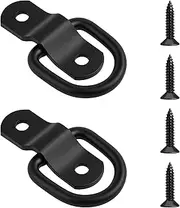 D Rings Tie Down Anchors Hooks, 2 Pack Heavy Duty Trailer Anchor Lashing Rings, 1/4" Anchor Lashing Ring, 2400 lbs Capacity Trailers Trucks Bed Anchors Bracket Hook Kit for Trucks RV Camper Van Boat