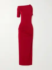 [Jacquemus] Jacquemus - La Robe Drapeado Asymmetric Draped Stretch-knit Gown - Red - medium medium Red