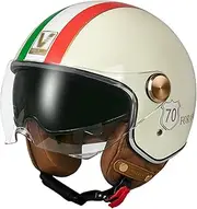 Vintage Motorcycle Half Helmet Jet Helmet with Visor Comfortable Removable Liner Open Face Helmet for Adult Men Women Motorcyclists Scooter Travel DOT/ECE Approved