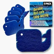 [ohsoborn] Multipurpose Dual-Sided Triple-Layer Scrub Sponge - Boil-Safe Scratch-Free Odor-Resistant Extra-Durable - Flexible and Durable Design for Long-Lasting Use (5, Blue)
