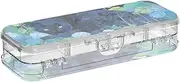 Yoogain Chic Black Leopard with Blue Hydrangea Flowers Clear Pencils Box 2 Layer Boxes Pens Case For Stationery Supplies With Lid