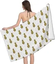 JBYJBX Gold Glitter Pineapples Fruit Print Beach Towel Quick Dry Sandproof Microfiber Beach Bath Towel for Travel Pool Camping