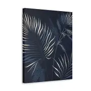 Wall Art Decor - Canvas Print Artwork - Blue White Palm Leaves