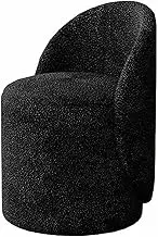 BAOTEDSL Vanity Stool, Teddy Swivel Cuddle Chair, Round Accent Tub Armchair, Dressing Table Stool, Stylish Faux Lamb Velvet Makeup Chair, 360°Swivel,A,Non Rotatable