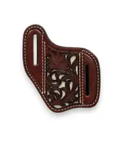 M&F Western Nocona Pancake Style Knife Sheath with Tooling and White Underlay