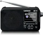 Lenco PDR-036 Portable DAB+ Radio - Bluetooth 5.0 - PLL FM Radio - 4 Memory Space Buttons - 2.4 Inch Colour Display - Integrated Battery - Clock - Sleep Timer - Black