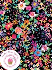 Moda GRADIENTS EUPHORIA 33822 12 Black Multi Floral MODA Quilt Fabric WATERCOLOR