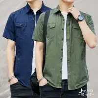 在飛比找momo購物網優惠-【J.Malo】韓系潮流修身雙口袋短袖休閒襯衫(韓系 潮流 