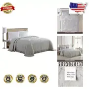 Vintage Gray Chenille Bedspread with Medallion Design - Full Size Comfort