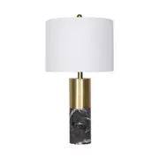 Metal Table Lamp In Brass & Black Marble Decal Finish