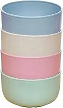 4 Pack Kids Wheat Straw Rice Bowls, Durable, and Safe Children's Tableware Set, Microwave & Dishwasher Safe (Blue, Beige,Pink, Green)