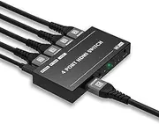 Y.D.F 8K@60Hz HDMI Switcher 4 in 1 Out Aluminum Support 4K@120Hz HDR10+ HDCP 2.3 CEC HDMI 2.1 Switch Splitter Compatible with PS5/4 Xbox X/S Nintendo Switch/OLED Roku Apple TV Fire Stick UHD TV