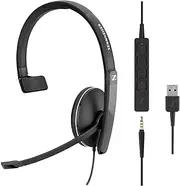 EPOS SC 135 USB (508316) - Single-Sided (Monaural) Headset for Business Professionals | with HD Stereo Sound, Noise-Canceling Microphone, USB Connector (Black)
