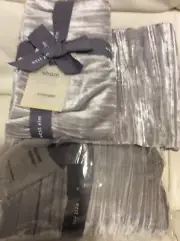 West Elm Lush Crinkle Velvet F/Q Duvet Cover & 2 Std Shams New Platinum Gray