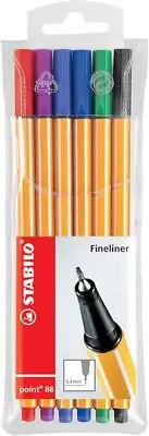 Fineliner - STABILO point 88 Wallet of 6 Assorted Colours