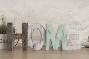 TIMEYARD Rustic Wood Home Sign Decor, Decorative Word Signs, Freestanding Cutout Word Table Decor Centerpiece, Multicolor