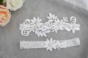 Pearl Beaded Lace Wedding Garter Set Flower Garter Set Bridal Garter Set Wedding
