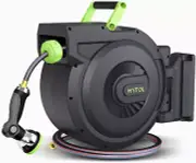 Retractable Garden Hose Reel, 1/2 Inch X 100 Ft + 6 Ft Wall Mount Hose Reel with