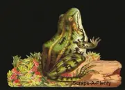 German Embossed Scrap Die Cut - Large Fancy Frog On A Log BK5119