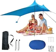 Beach Canopy,Canopy Sunshade for Beach with 4 Poles - Outdoor Portable Relaxing Tent for Trips, Hiking, Fishing, Backyard