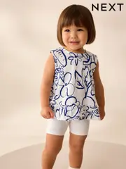 White Flower Print Peplum Textured Vest (3mths-7yrs) (AD8283) | $10 - $14