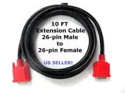 10FT Extension Cord for Diagnostic Scanner Cable OBD1 OBD2 w/ 3 Rows 26 pin M/F