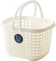 Fudogiken U U Basket Ivory with Handle, Storage for Small Items, Convenient for Laundry, Width 14.1 x Depth 11.6 x Height 8.8 inches (35.8 x 29.3 x 22.3 cm), F2598 Made in Japan