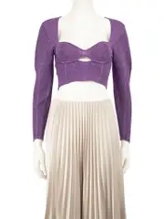 Purple Metallic Sweetheart Neck Top