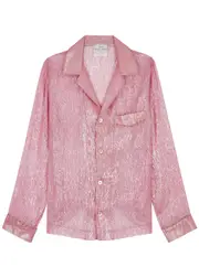 Forte_forte Metallic Silk-blend Chiffon Shirt - Rose - 5 (UK 16/ XL) 5 (UK 16/ XL)