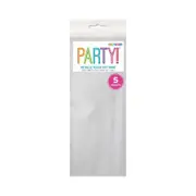 5pk Metallic Silver Tissue Gift Wrap Sheets 51x66cm