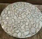 36" White Agate Stone Table Top Handmade Home Office Decor