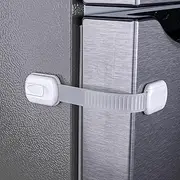 2-Pack Child Proof Fridge Lock with Adhesive - Adjustable Baby Proofing Straps - Refrigerator Lock for Kids - Freezer Latch to Keep Door Closed - for Toddlers Cats Dogs