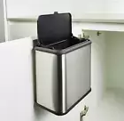 5L Stainless Steel Over Door Bin Cupboard Kitchen Bracket Racks Hanger Slide Lid
