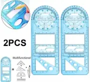 2PCS Multifunctional Geometric Ruler Plastic Squares Stencil Measuring Tool