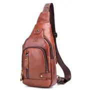 Men's USB chest bag Messenger bag for Men Messenger bag leather shoulder bag new travel backp