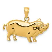 14k Yellow Gold Pot Belly Pig Pendant