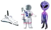Space Inflate SET Astronaut, Space Shuttle, and UFO Alien - Role Play Decor Prop